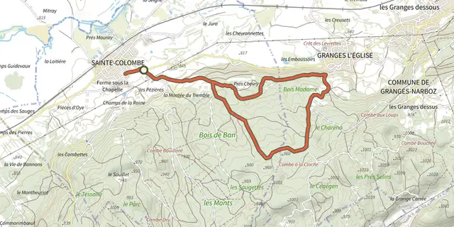 The Balade de Sainte-Colombe track on the IGN map