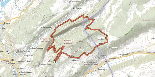Tracé de Tour du Grand Taureau sur la carte OpenTopoMap