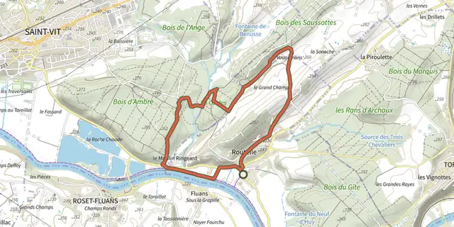 The Fontaine des Baroques track on the IGN map