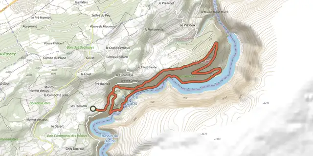 The Saut du Doubs - Châtelard N°31 track on the IGN map