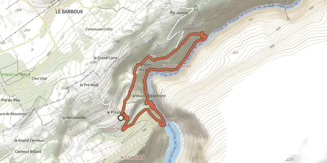 The Grotte du Grenier N°32 track on the IGN map