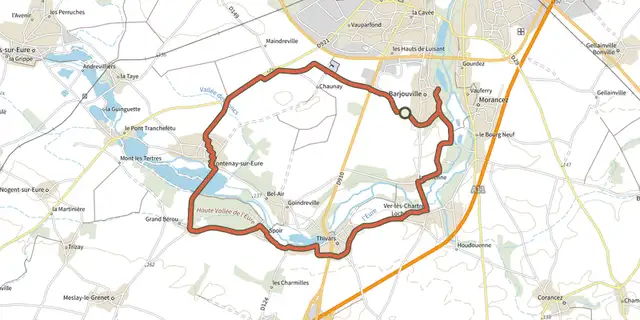The Au fil de l'Eure et des étangs - boucle n°2 track on the IGN map