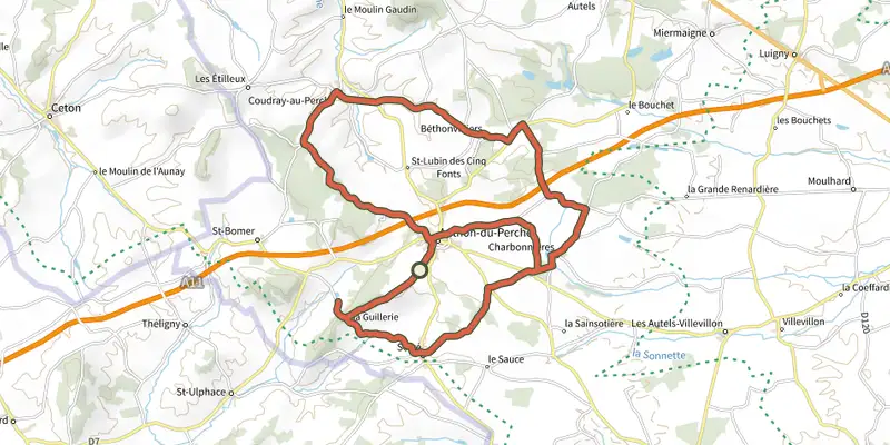Map of the Au pays des fées et des ermites - boucle n°11 track on the IGN map, with the start and numbered waypoints