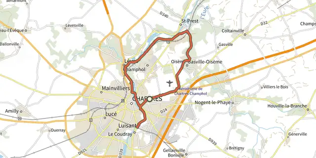 The Chartres et la vallée de l'Eure - boucle n°1 track on the IGN map