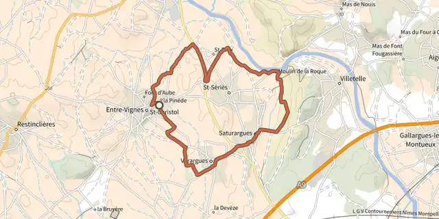 Tracé de Autour de Saint Series Village Sportif sur le Plan IGN