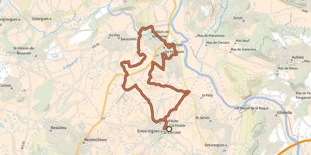 Tracé de Autour de Boisseron Village Medieval sur le Plan IGN