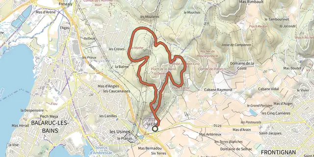 The Les Balcons de Thau track on the IGN map