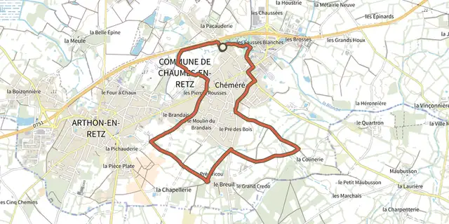 Tracé de Circuit des Chênes sur le Plan IGN