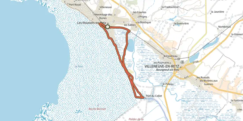 Carte du tracé de Le Collet sur le Plan IGN, départ et points de passage numérotés