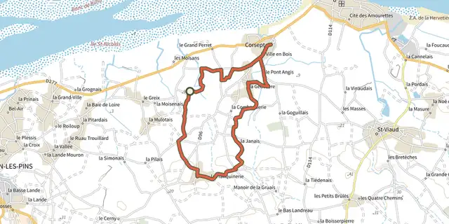 Tracé de Circuit des Menhirs (Corsept) sur le Plan IGN