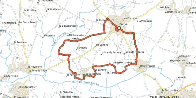 The Circuit des Marais et des Moulins track on the OpenTopoMap map