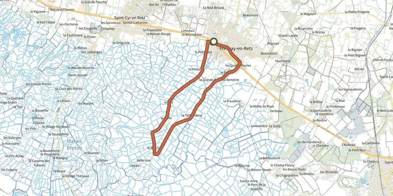 Carte du tracé de Circuit loyau sur OpenTopoMap, départ et points de passage numérotés