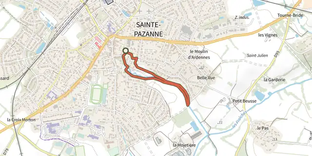 Tracé de La coulée verte sur le Plan IGN