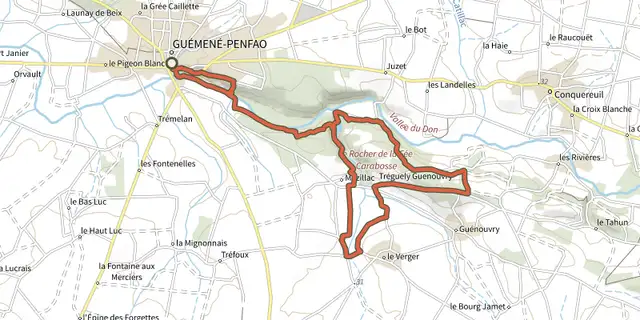 Tracé de Circuit de la vallee du Don sur le Plan IGN