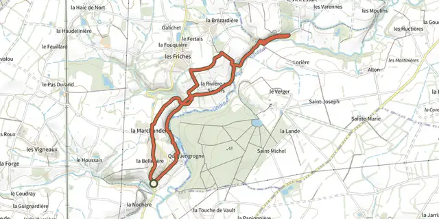 Tracé de Circuit des Arcades sur le Plan IGN
