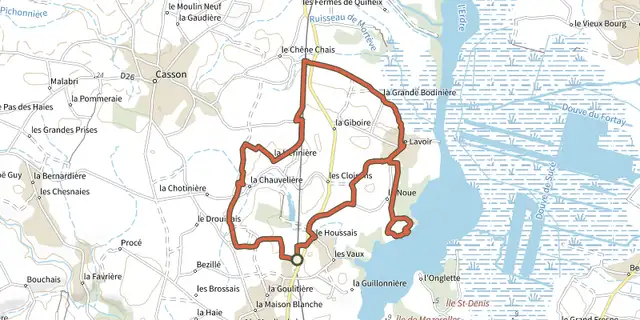 Tracé de Circuit de l'île de Mazerolles sur le Plan IGN