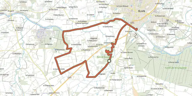 Tracé de Circuit des Carrieres sur le Plan IGN