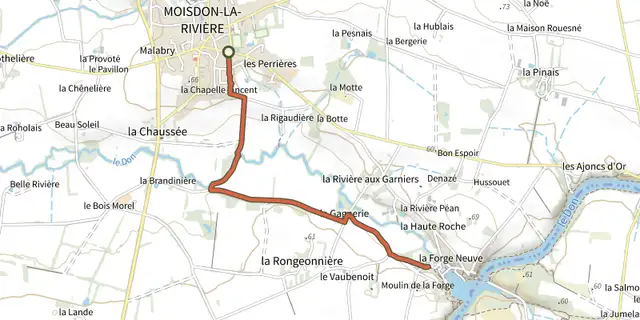 The Sentier Farinel - La Gagnerie - La Forge (liaison) track on the OpenTopoMap map