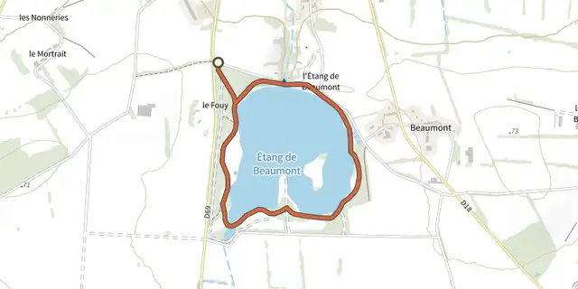 The Etang de Beaumont track on the IGN map