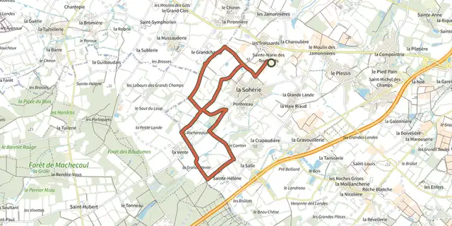 The Circuit des Hauts du Lac track on the OpenTopoMap map