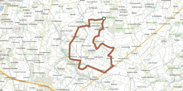 Tracé de Circuit de Gavalais sur le Plan IGN