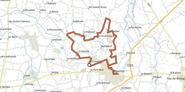 Tracé de Circuit du Champ de Mont sur le Plan IGN