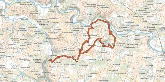 The Circuit entre vignes et rivières track on the OpenTopoMap map
