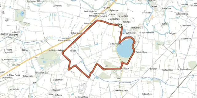 The Sentier de l'Etang de Gruellau track on the IGN map