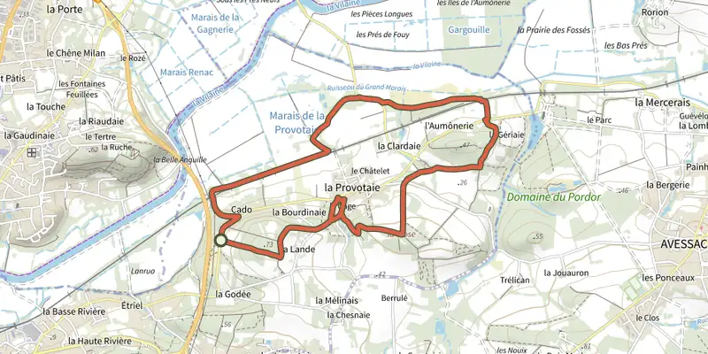 Map of the Circuit de Gargantua track on OpenTopoMap, with the start and numbered waypoints