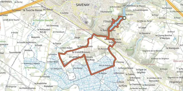 The Sentier du Marais du Fresnier track on the IGN map