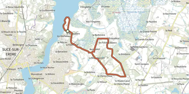 Tracé de La Baraudière sur le Plan IGN