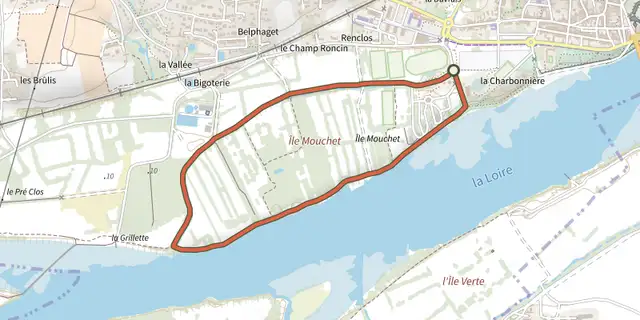 Tracé de Circuit de l'Ile Mouchet sur le Plan IGN