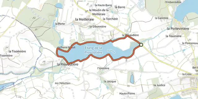 The L'Etang de la Provostière track on the IGN map
