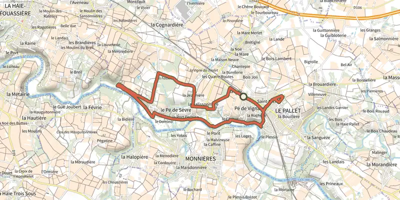 Carte du tracé de Circuit de la Sèvre sur OpenTopoMap, départ et points de passage numérotés