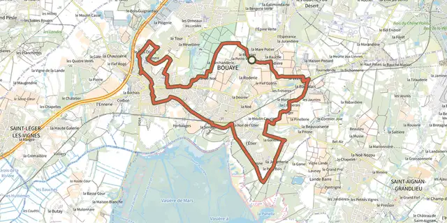 Tracé de Circuit des Moulins (Bouaye) sur le Plan IGN