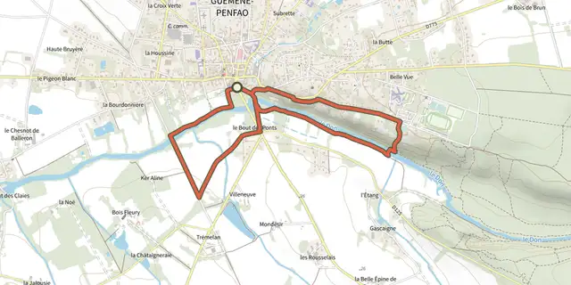 The Circuit de Ker Aline au Bout du Pont track on the OpenTopoMap map