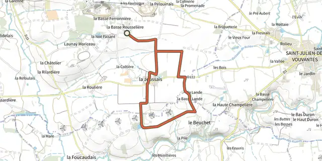 The Sentier de la Joussaie track on the IGN map