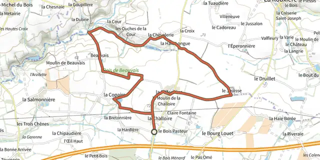Tracé de Moulin de la Challoire sur la carte OpenTopoMap
