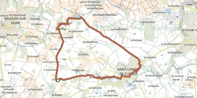 The Circuit Entre Terres et Vignes track on the OpenTopoMap map