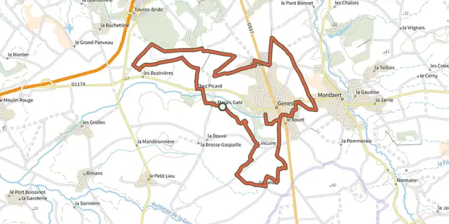 The Circuit des Genêts track on the OpenTopoMap map