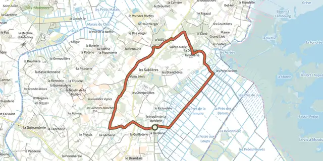 Tracé de "le Marais de Grand Lieu" sur le Plan IGN