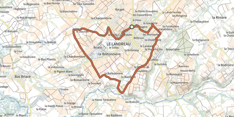 Map of the Circuit des Piliers track on the IGN map, with the start and numbered waypoints