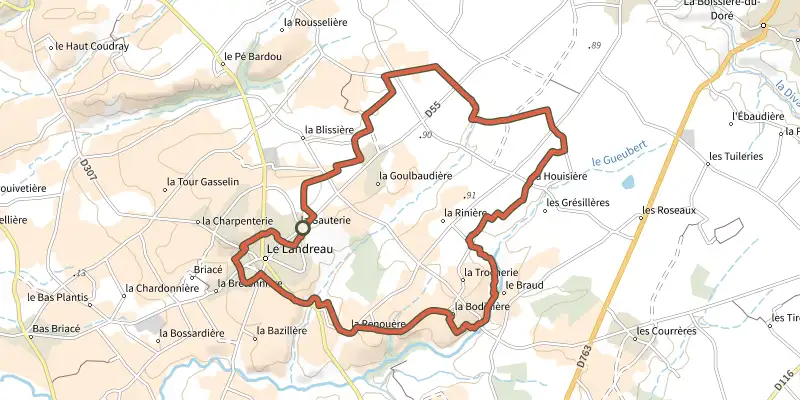 Carte du tracé de Circuits des Ombrages sur le Plan IGN, départ et points de passage numérotés