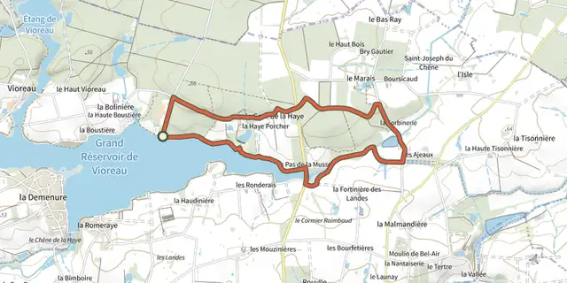 The la Forêt de Vioreau track on the OpenTopoMap map