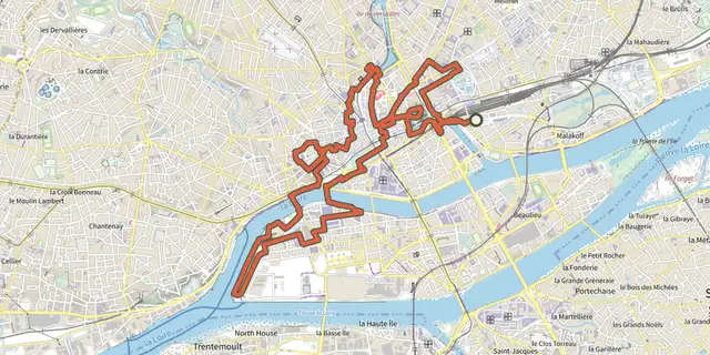 The Voyage à Nantes track on the IGN map