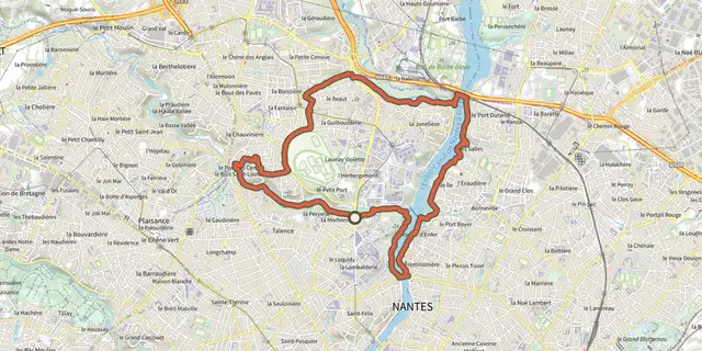 The Sentier Erdre - Cens - Gesvres track on the IGN map