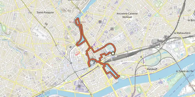 The Balade au coeur de Nantes track on the IGN map