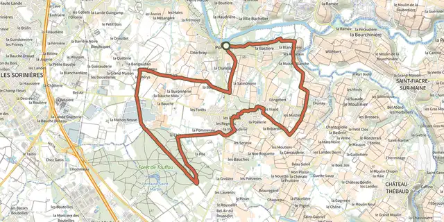 The Autour des Reigniers track on the IGN map