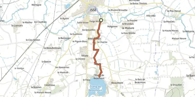 The Sentier des prairies track on the OpenTopoMap map