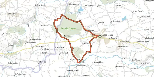The Sentier des deux bois track on the IGN map